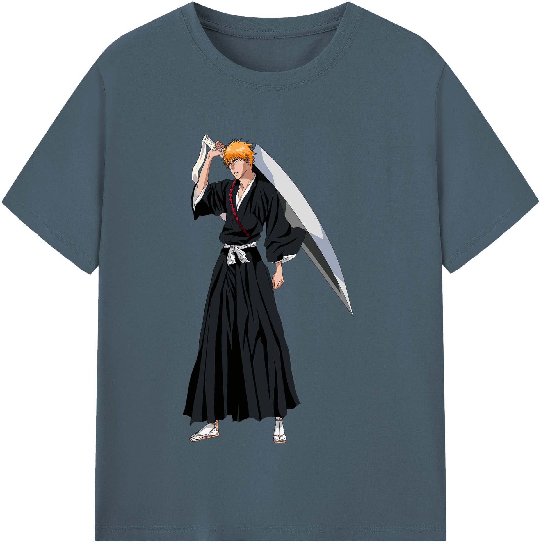 （画像用） ブリーチ 黒崎一護（くろさき いちご）BLEACH Kurosaki Ichigo 綿100％半袖Tシャツ（フロントプリント）